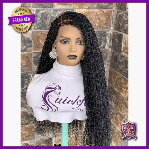 Boho Knotless Braids Full Lace Wig, Tangle Free, Lightweight, Elastic Band